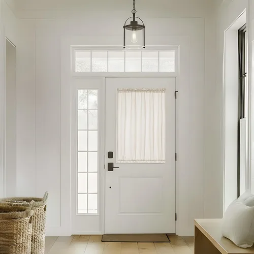 Vista 26 de Cortinas de cocina de lino semitransparente beige de 24 pulgadas de largo, 2 paneles Cream, Cafe Short Curtains, for Bathroom Small Windows, Light