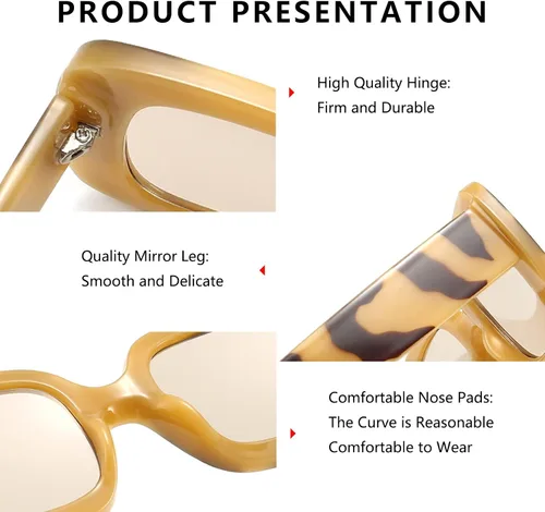 Vista 4 de Gafas de sol cuadradas para mujeres y hombres, sombras clásicas a la moda de gran tamaño DSR033