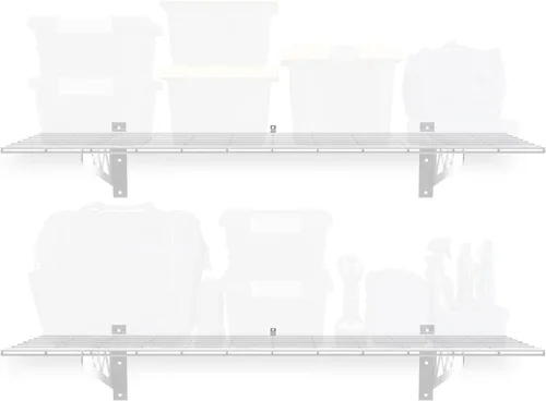 Vista 11 de MonsterRax - Estante de pared de garaje de 12 x 36 pulgadas, paquete de 2, 300 libras, color Hammertone