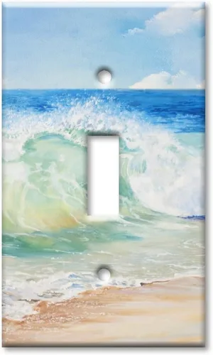 Vista 8 de Art Plates - Placa de interruptor de palanca doble - Placa decorativa de pared de metal con interruptor de luz de 2 cuadrillas - Pintura de playa