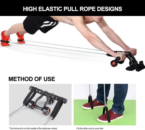 Vista 3 de 2 bandas elásticas de ejercicio para rueda abdominal de 19.7 pulgadas, cuerdas de rodillo abdominal, cuerdas de resistencia al ejercicio, correas