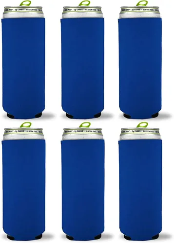 Vista 10 de Kropsis Fundas plegables para enfriar latas delgadas de 12 onzas, tela en blanco, espuma de buceo (negro, 6)
