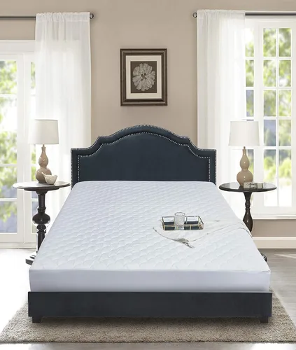 Vista 2 de Blue Ridge Home Fashions Protector de colchón impermeable tamaño California King, 350 hilos, transpirable, 100% algodón, acolchado superior que se