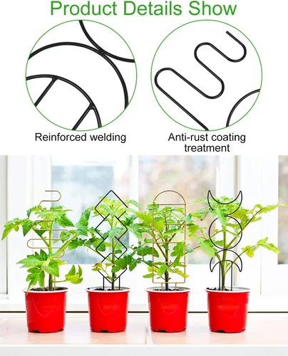 Vista 5 de Paquete de 4 enrejados de plantas trepadoras de interior, enrejado pequeño para plantas en macetas al aire libre, enrejado de metal para plantas