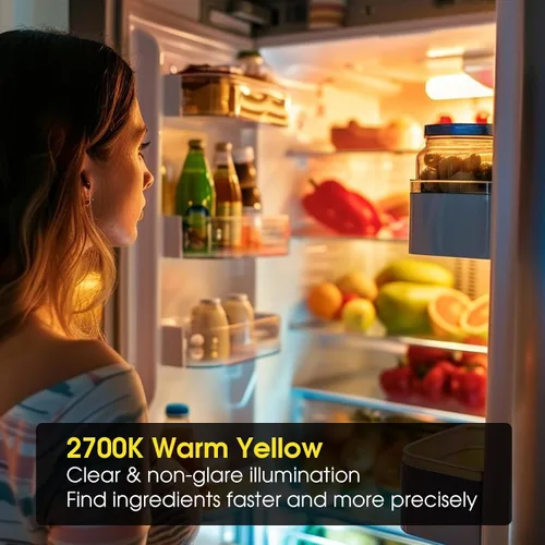 Vista 2 de LED Refrigerator Light Bulb 2 Pack，Soft White 2700K 120V 40W Equivalent Appliance Bulb，A15 5W E26 Base Waterproof Fridge Light Bulbs for Freezer