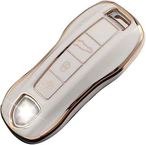 Vista 9 de Para Porsche 718 911 Panamera Cayenne 3 botones Funda de llavero de coche TPU Smart Key Case Protección Shell Accesorios (tipo A) Negro