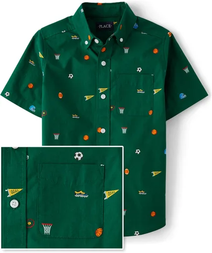 Vista 20 de The Children's Place - Camisa de manga corta con botones para niños grandes