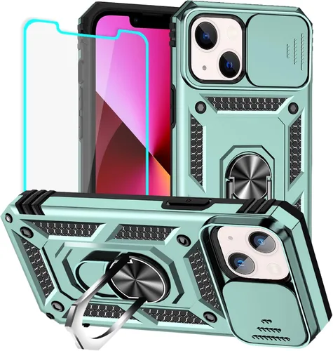 Vista 44 de HNHYGETE Funda para iPhone 12 Pro Max con protector de pantalla: [grado militar de 20 pies probada en caídas] Funda protectora para cámara Negro