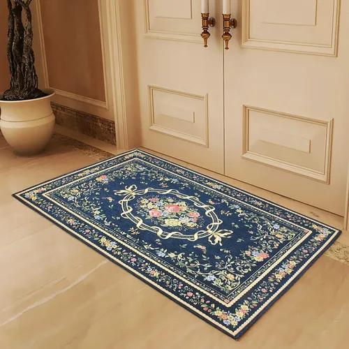 Vista 11 de UKELER Tapete antideslizante para puerta, alfombras de acento modernas para entrada, estilo romántico campestre americano, alfombras de algodón