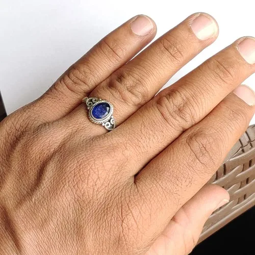 Vista 5 de Avicrafts Anillo de Piedra de Zafiro Azul Plata de Ley 925 Anillo Declarativo Para Mujeres Hecho a Mano Piedra Preciosa Joyería de Navidad Regalo