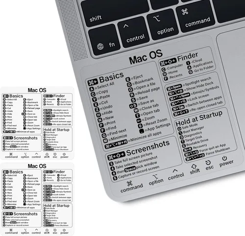 Vista 8 de Pegatina os Oficina (1pcs) MacBook Air Pro keyboard shortcuts cheat sheet sticker. Clear vinyl decal for computer laptop reference accessories