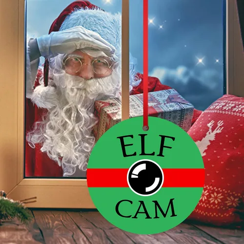 Vista 9 de Adorno de cámara de elfo de Navidad 2023 vigilancia reloj de Papá Noel colgante decoración de árbol de Navidad vacaciones te está mirando travieso
