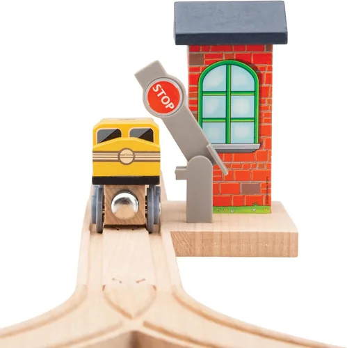 Vista 4 de ORBRIUM Juego de accesorios de pistas de tren de madera, punto de control de parada/marcha, compatible con Thomas & Friends Wooden Railway, Brio