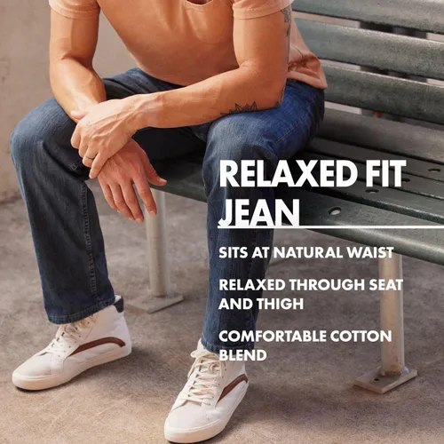 Vista 6 de Wrangler Authentics Jeans clásicos para hombre, corte holgado, con 5 bolsillos de algodón