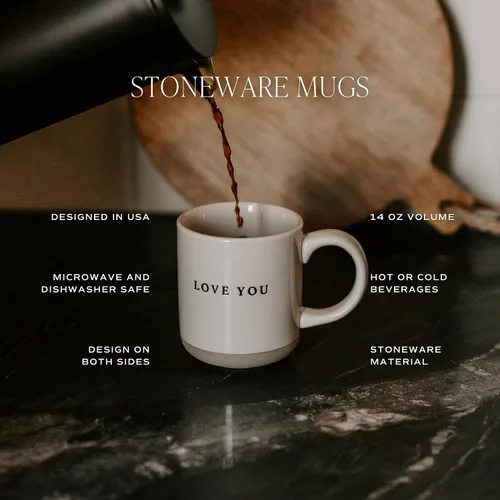 Vista 3 de Sweet Water Decor Taza de café de otoño con diseño de hojas marrones, taza de gres de 14 onzas para té y sidra, apta para microondas y lavavajillas