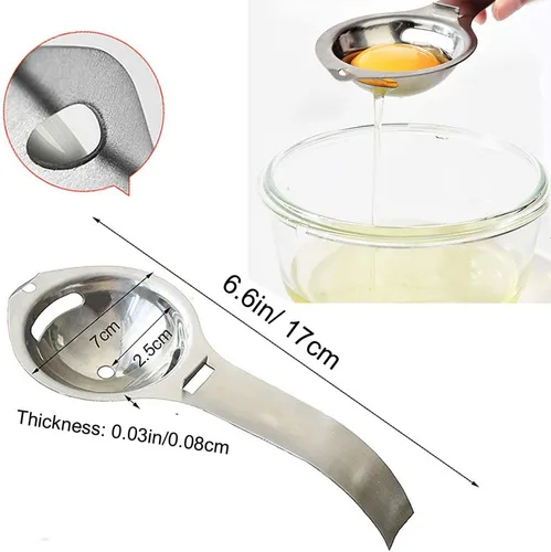 Vista 4 de Separador de filtro de acero inoxidable de yema de cocina Separador de huevos blancos Herramienta apta para lavavajillas (Plata)