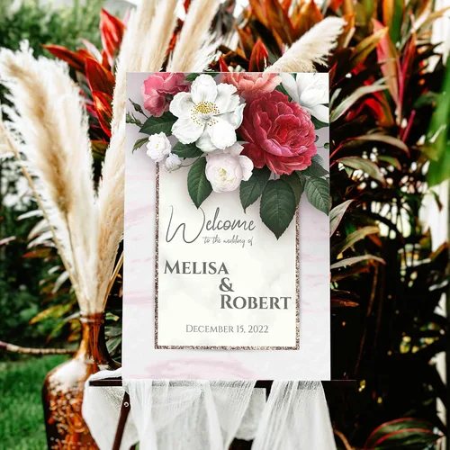 Vista 18 de Generic Letrero de boda, 12 x 18 pulgadas, rectangular, de plástico, personalizado, para celebración, boda, resistente a la intemperie y a la Boda