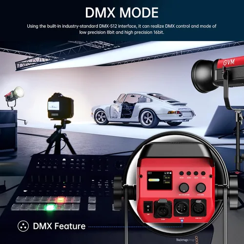 Vista 7 de GVM - Kit de iluminación continua de luz de estudio LED de 200 W para control de red de malla Bluetooth/DMX, 45400lux/3.3 ft con grabación de video