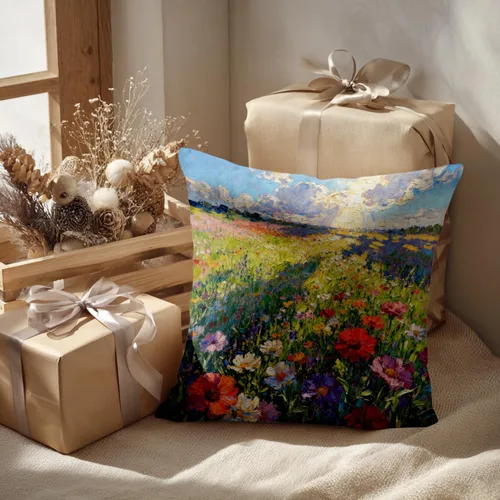 Vista 319 de Batmerry Autumn Pumpkin Templeton Throw Pillow Covers, Green Leaves Paths Forests Decorative Pillow Covers Digital Printing Blended for Couch Sofa