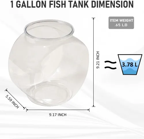 Vista 7 de Koller Products Pescadera ovalada de plástico de 1 galón, tanque de peces temporal para Betta Guppy Tetra Zebrafish Camarones, freír, aislamiento