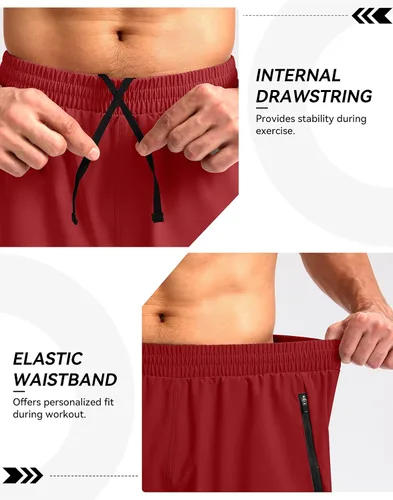 Vista 5 de Pudolla Pantalones cortos de correr para hombre, 5 pulgadas, ligeros, para gimnasio, entrenamiento, atlético, casual, con bolsillos con cremallera