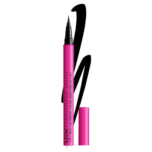 Vista 3 de NYX PROFESSIONAL MAKEUP Jumbo Lash! Delineador de ojos y adhesivo para pestañas 2 en 1, color negro Negro más malo