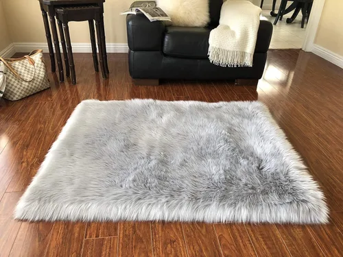 Vista 13 de LAMBZY Alfombra cuadrada de piel de oveja sintética, súper suave, hipoalergénica, de pelo de felpa de primera calidad