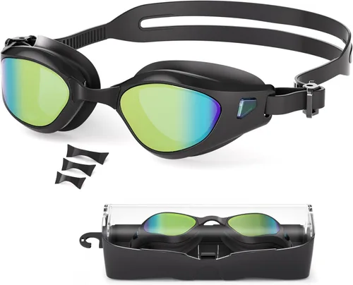 Vista 10 de Gafas de natación, sin fugas, gafas de natación para adultos con lentes resistentes a la niebla, bloqueo UV para hombres, mujeres y jóvenes