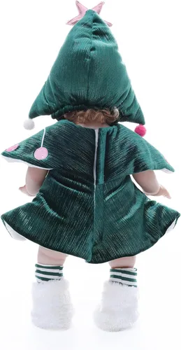Vista 8 de Muñecas de bebé, 18 pulgadas realista Reborn Full Vinyl Baby Doll con pelo rizado, detalles realistas pintados a mano y atuendo acogedor para niñas