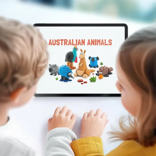 Vista 3 de HEY CLAY Fat Brain Toys Australian Animals Modeling Air Dry Clay for Kids 4-8 Craft Kits Multicolor