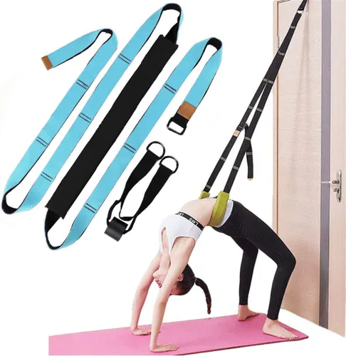 Vista 12 de Correa de estiramiento de yoga, fitness, correa de estiramiento de flexibilidad de puerta, mejora la flexibilidad de la pierna, cintura y espalda