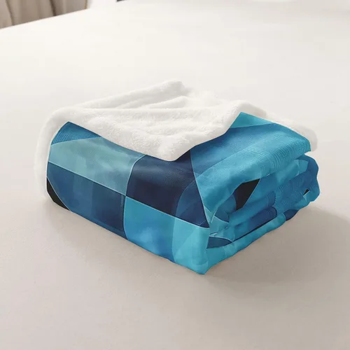 Vista 4 de Erosebridal Black Blue Triangles Square Fleece Throw Blanket 40"x50" - Ultra-Soft for Couch Sofa Bed,3D Geometric Pattern Sherpa Blanket,Abstract