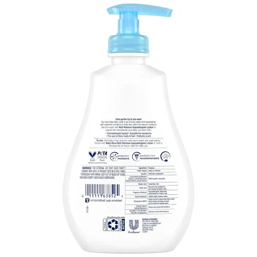 Vista 2 de Baby Dove Gel de baño, humedad rica, paquete de 3 – Lavado hipoalergénico para pieles sensibles, aroma delicado, 13 onzas Ea