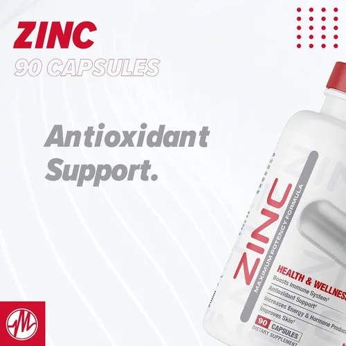 Vista 6 de Suplemento de zinc de Metabolic Nutrition, 75 mg, 90 cápsulas de zinc, apoya la función del sistema inmunológico con óxido de zinc