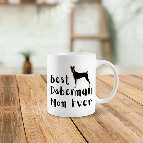 Vista 3 de Best Doberman Mom Ever - Taza de cerámica de 11 onzas, divertida taza de café Doberman, regalos para amantes de los perros, madres doberman, mujeres