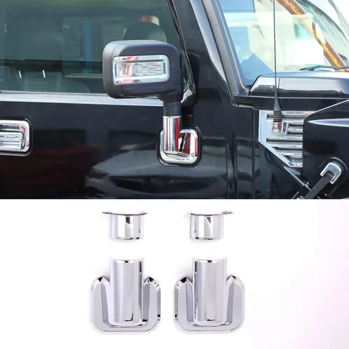 Vista 8 de PIUGILH Compatible con Hummer H2 2003-2002 ABS cubierta de espejo retrovisor lateral de puerta delantera trasera embellecedor base embellecedor