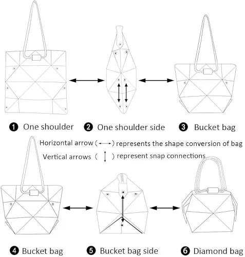 Vista 6 de Bolso geométrico para mujer bolso cuadrado mágico cambiable bolso grande holográfico luminoso bolso cruzado de Halloween regalo único para niños