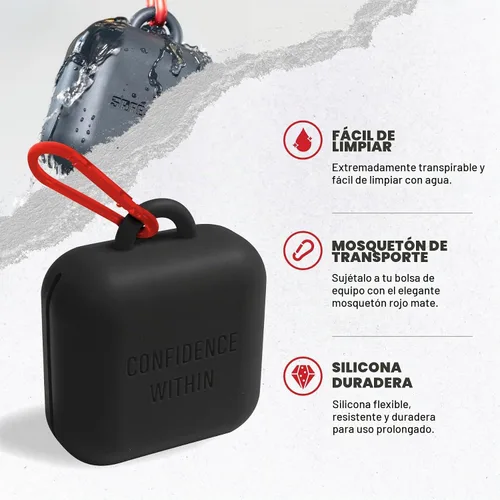 Vista 3 de SAFEJAWZ Funda de protección bucal prémium con clip de mosquetón, diseño de silicona duradera y flexible para mantener el protector bucal