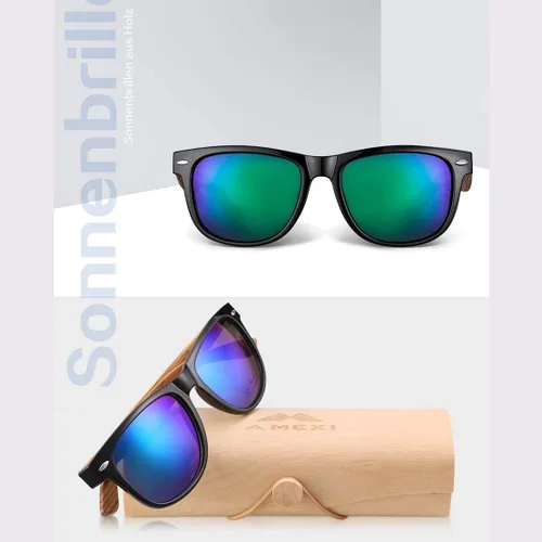 Vista 6 de AMEXI Wood Sunglasses with Dark Polarized Lenses for Men and Women 100% UVAUVB Ray Protection