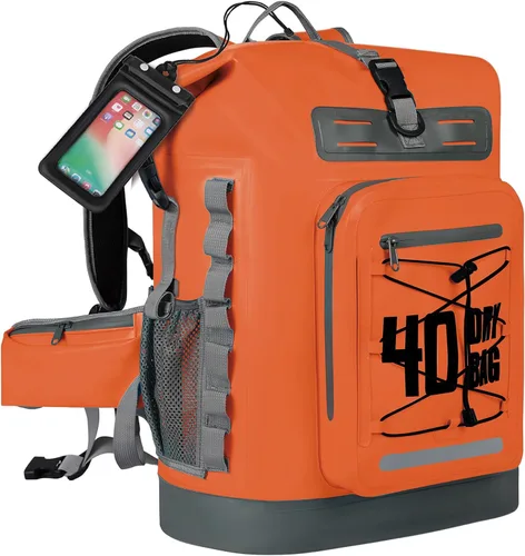 Vista 62 de MORXPLOR Bolsa seca impermeable, 5L/10L/20L/30L/40L/55L Mochila seca con funda impermeable para teléfono para natación, kayak