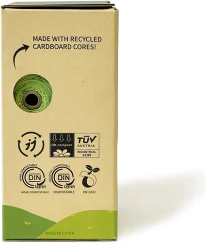 Vista 4 de Bolsas biodegradables para excrementos de perro, 100% compostables certificadas, 13 x 9 pulgadas, sin plástico, respetuosas con el medio ambiente, a