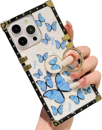 Vista 58 de Funda Rectangular de Lujo Femenina Compatible con iPhone 16 Pro Max Diseñada con Soporte de Anillo de Diamante con Función de Atril