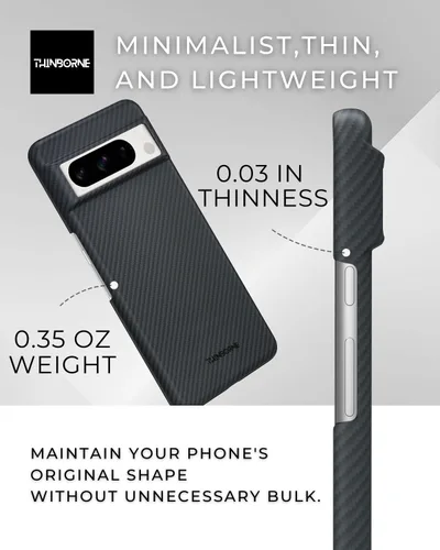 Vista 2 de Thinborne - Funda superfina para Google Pixel 8 Pro, fibra de aramida 600D más fina, se siente como si no hubiera funda, estilo minimalista