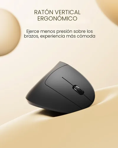 Vista 8 de POJTK Ratón ergonómico inalámbrico recargable, conexión Bluetooth+USB A+Tipo C (3 en 1), 5 niveles hasta 4800 DPI, 6 botones silenciosos, ratones