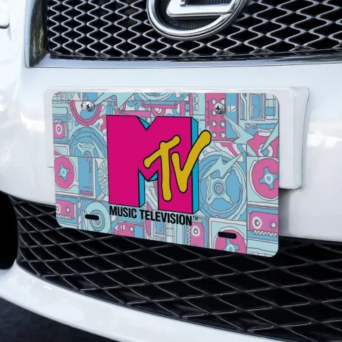 Vista 2 de MTV Techno - Placa de matrícula de metal con logotipo de neón