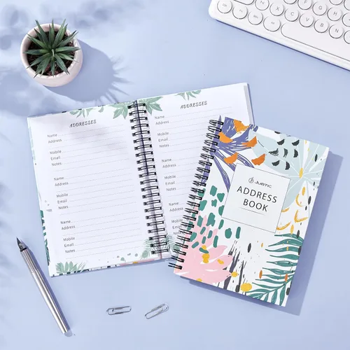 Vista 6 de JUBTIC Address and Password Book with Alphabetical Tabs Hardcover Spiral Bound Address Organizer for Contacts,Internet Website Logins,Telephone Book