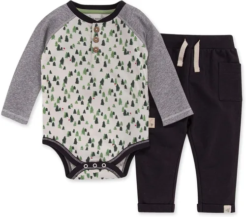 Vista 18 de Burt's Bees Baby Conjunto de mameluco y pantalón unisex, 100% algodón orgánico Azul Micro Bee