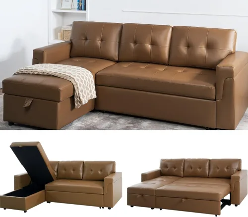 Vista 15 de Naomi Home Transforma Cualquier Espacio: Sofá Seccional Reclinable con Sofá Cama Convertible y Chaise Acogedora. Encuentra Comodidad Tranquila