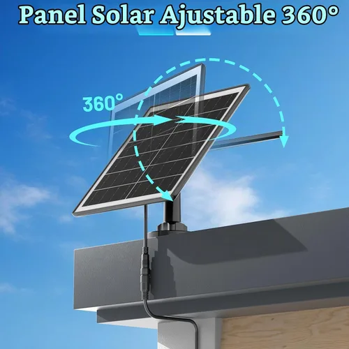 Vista 3 de iTODOS El panel solar funciona para Arlo Pro y Arlo Pro 2, cable de carga de alimentación al aire libre de 11.8 pies y montaje ajustable,