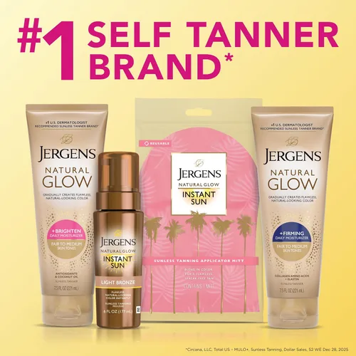 Vista 10 de Jergens Natural Glow +Loción corporal autobronceadora reafirmante, tono de piel claro a medio, hidratante bronceador sin sol con colágeno